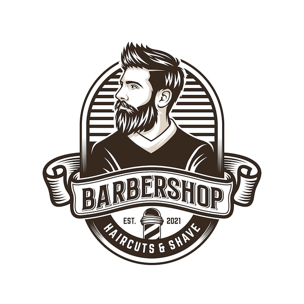 Beard man design logo illustration