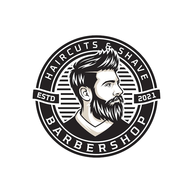 Vector beard man design logo illustration