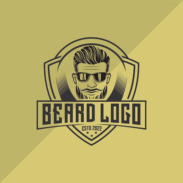 Beard man logo design template