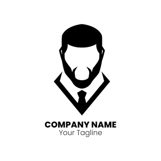 Vector beard man silhouette logo design vector