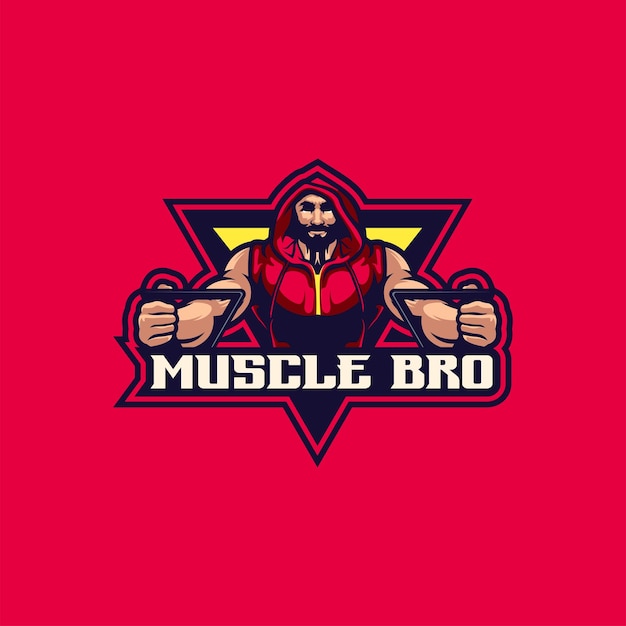 Beard Muscle Logo With Free Vector