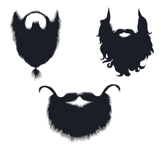 Борода усы разные векторные силуэты
