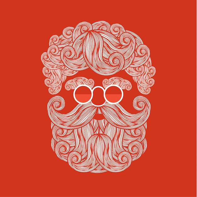 Vector beard and mustache of santa claus