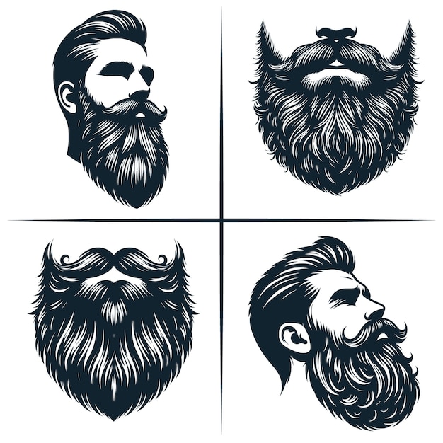 Beard SVG Bundle Mustache SVG bundle Файл резки бороды Клипарт бороды Файлы svg для силуэта