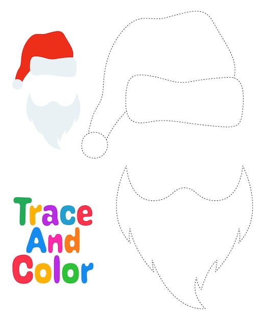 Борода в рождественской шапке: рабочий лист для детей
