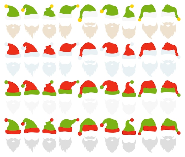 Beard with christmas hat on white background