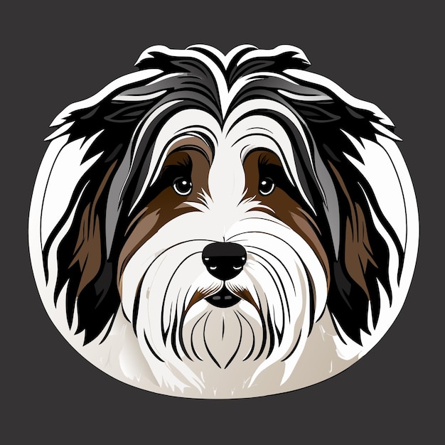 Vector bearded collie hand getekende cartoon sticker pictogram concept geïsoleerde illustratie