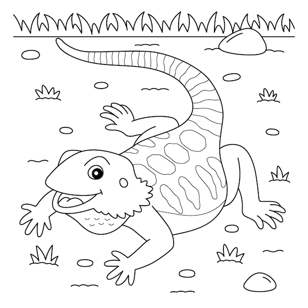 Bearded Dragon Animal Coloring Page for Kids