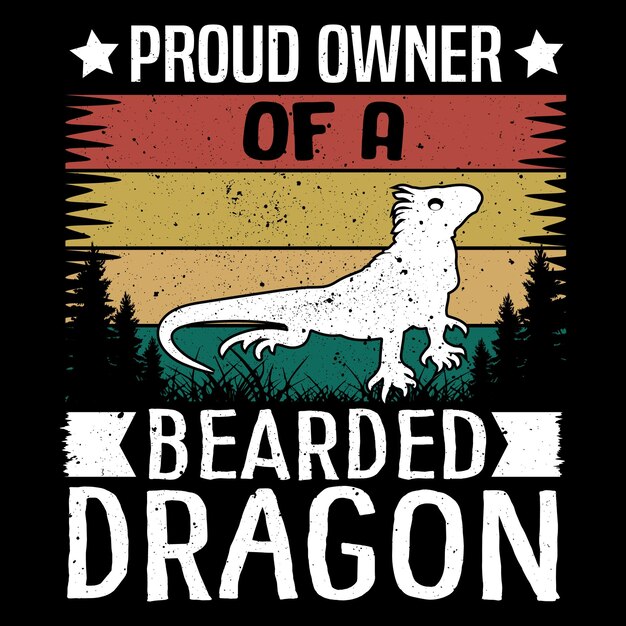 Vettore dragone barbuto ventage t-shirt disegno dragone vettore