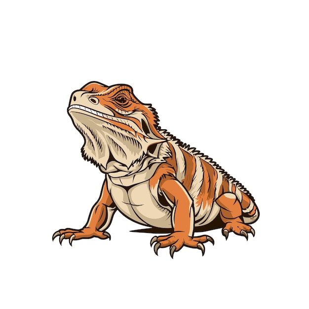 Bearded Dragon Vintage Vector Illustration