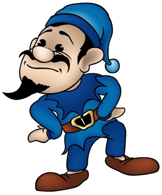 Bearded dwarf in blue clothes