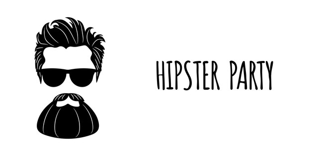 Sagoma di hipster barbuto con scritta - festa hipster. illustrazione vettoriale di moda eps 10 isolato su sfondo bianco