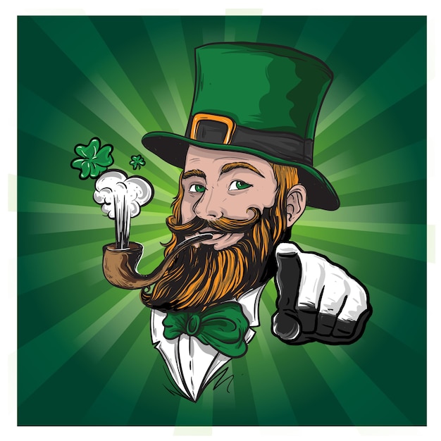 Vector bearded irish man saint patrick