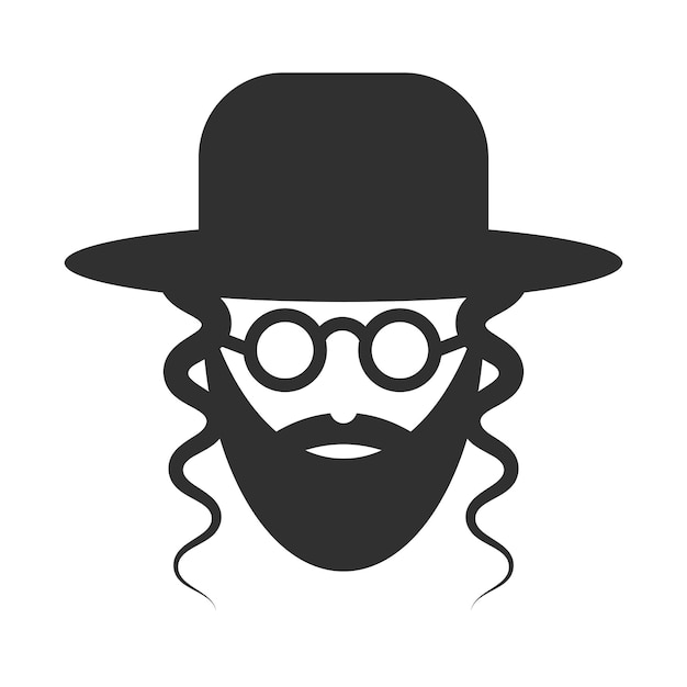 A bearded Jew in a hat and sunglasses Hasidic icon Vector illustration