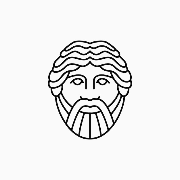 Vector bearded man god grieks contour logo vector icon illustratie