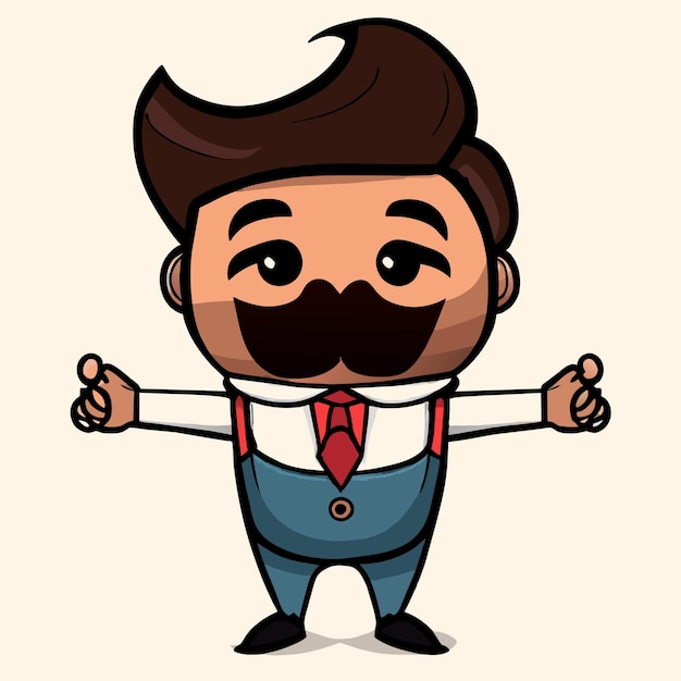 Vector bearded man hand drawn flat stylish cartoon sticker icon concept isolated illustration