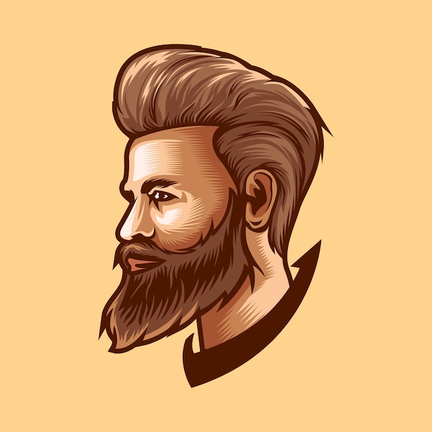 Vector bearded man head mascot