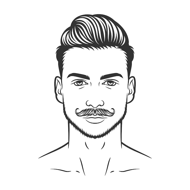 Vettore disegno dell'illustrazione del viso dei pantaloni a vita bassa dell'uomo barbuto