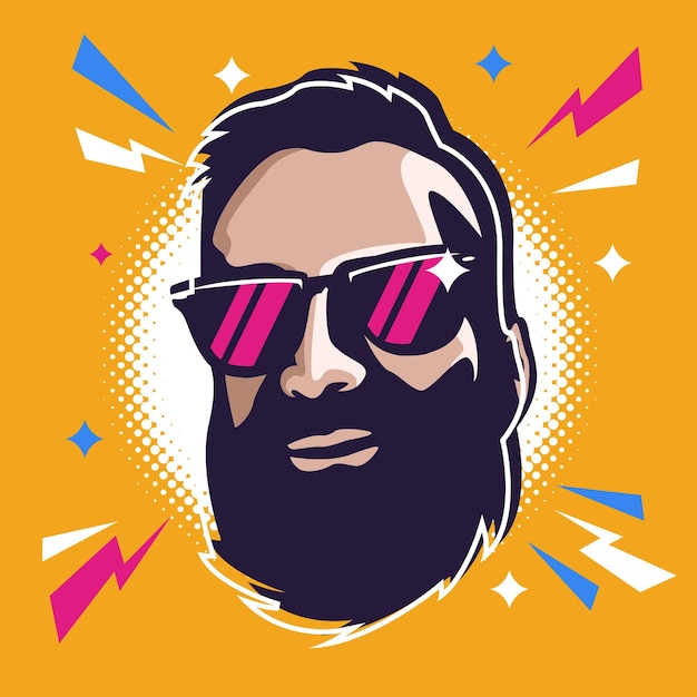 Vector bearded man illustration