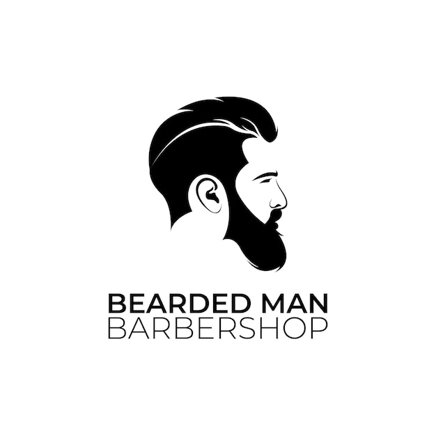 Вектор Дизайн логотипа бородатого мужчины для парикмахерской