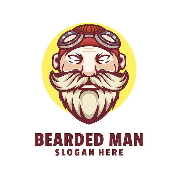 бородатый мужчина логотип дизайн вектор