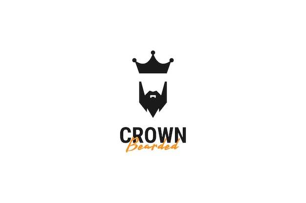 Bearded man with crown logo design vector template illustration