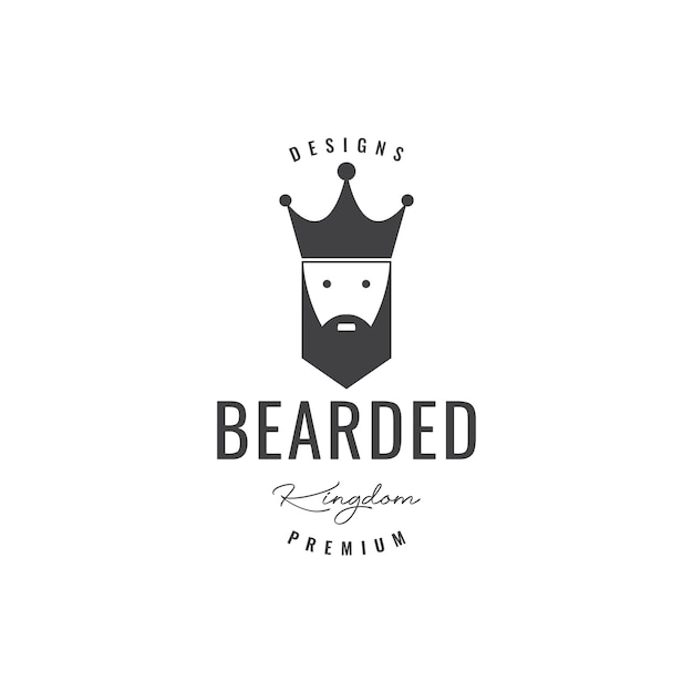 Bearded man with crown vintage badge logo