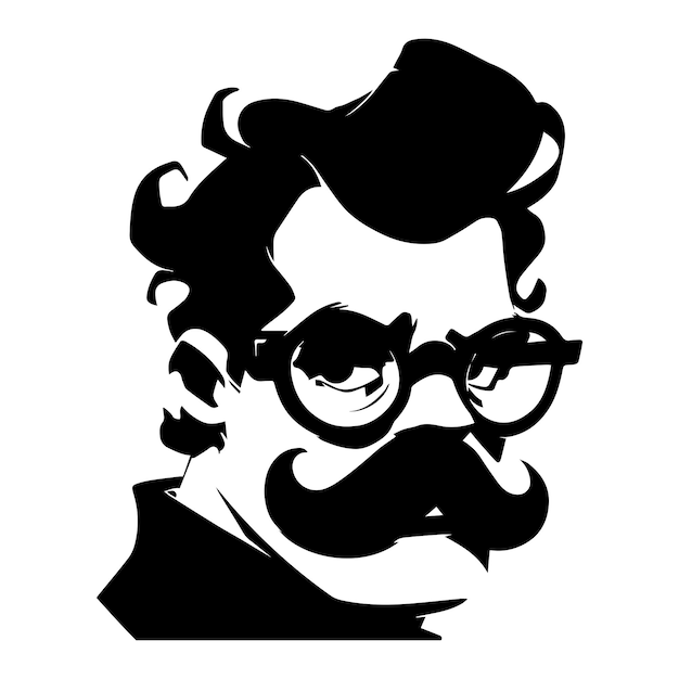 Vector bearded man with glasses illustration