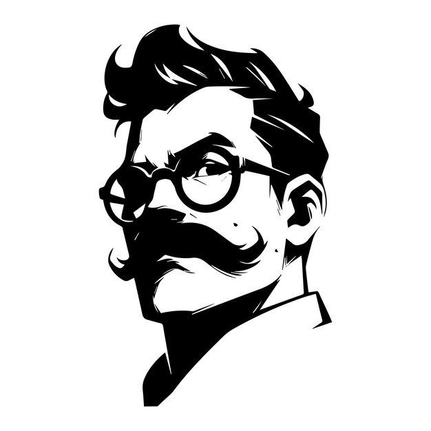 Vector bearded man with glasses illustration