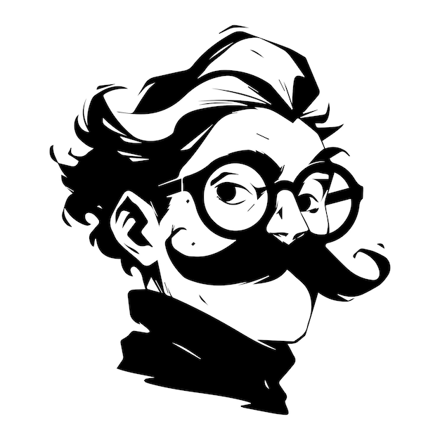 Vector bearded man with glasses illustration