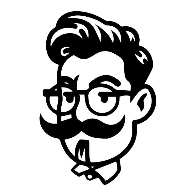 Vector bearded man with glasses logo