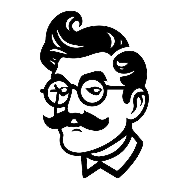 Vector bearded man with glasses logo