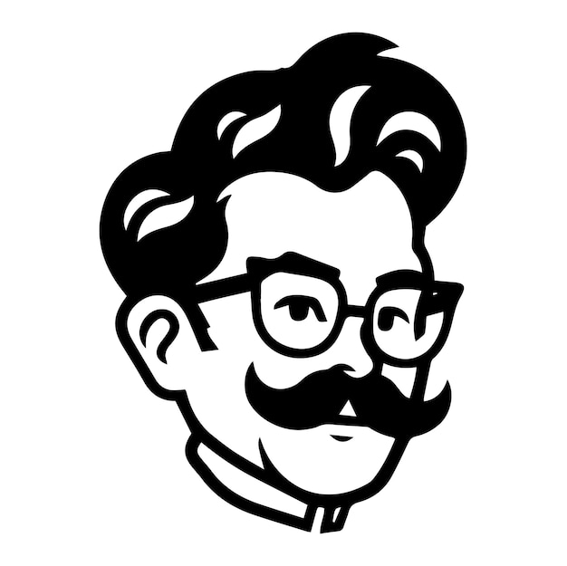 Vector bearded man with glasses logo