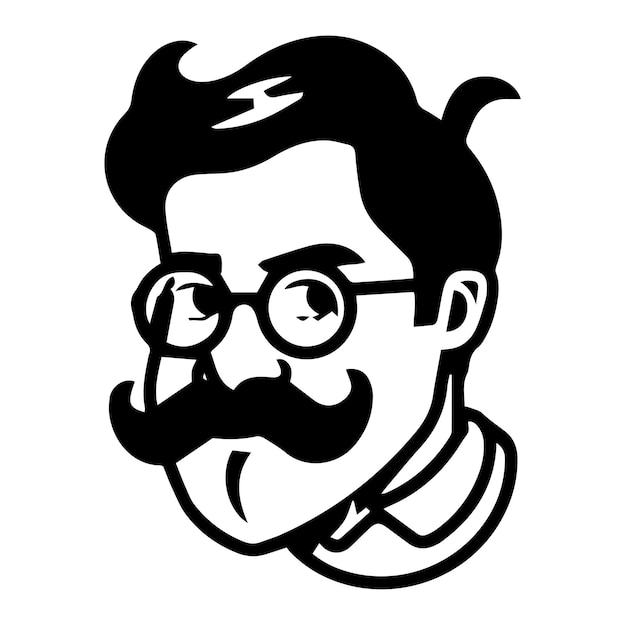 Vector bearded man with glasses logo