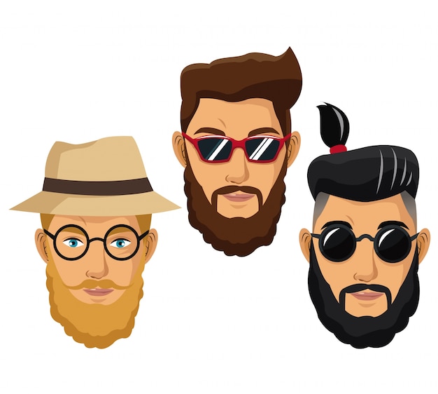 Vector bearded men hipster style fashion