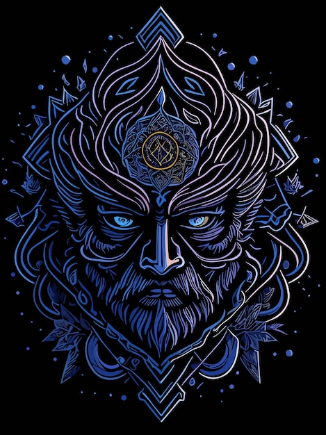 bearded old man head artwork illustration of the lord