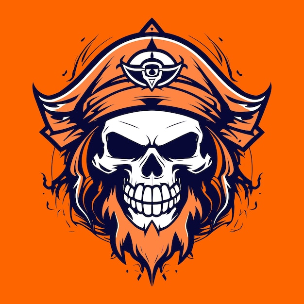 bearded pirate skull head vector editable