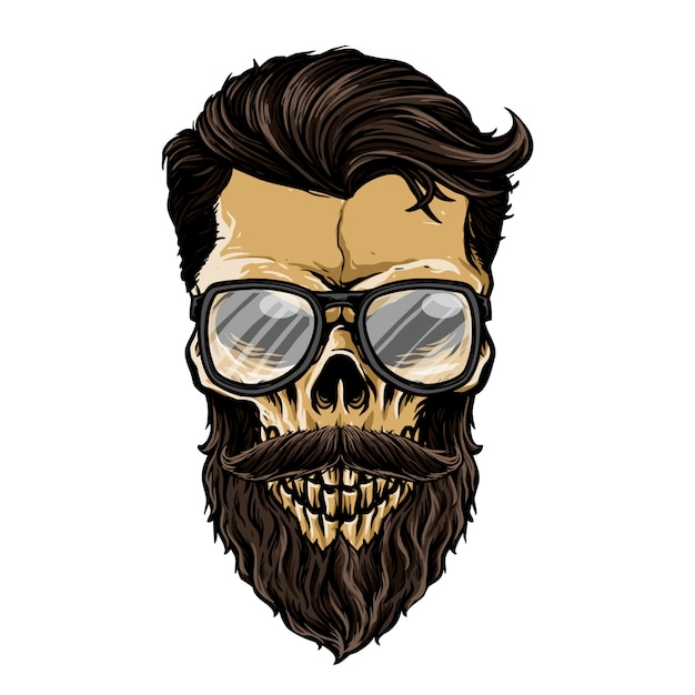 bearded skull head with bandana