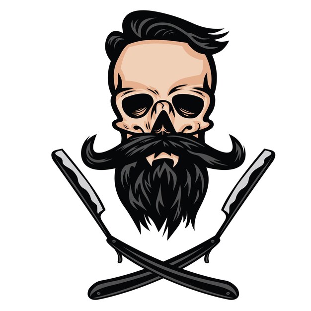 Bearded Skull Logo Design Illustration Template Vector