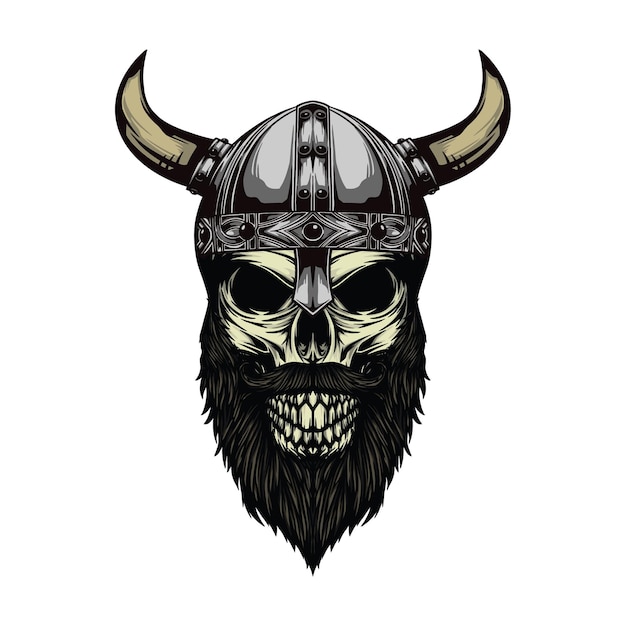 A bearded skull viking premium vector