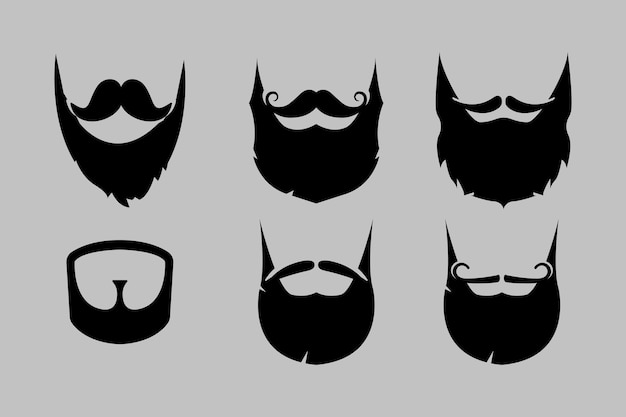 Векторный набор бород и усов