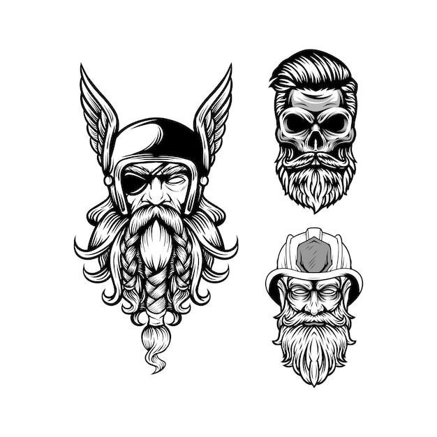 Vector beardy design black and white
