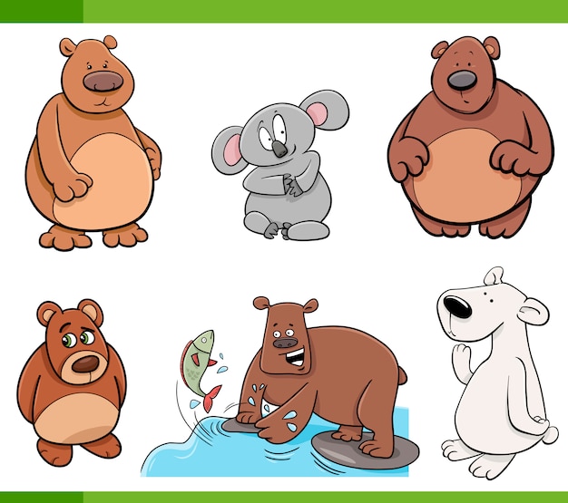 Bears animal characters set