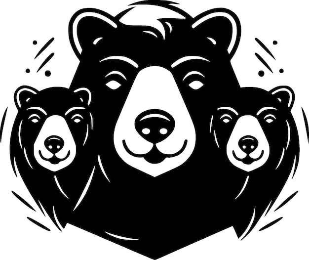 クマの黒と白のベクトル図