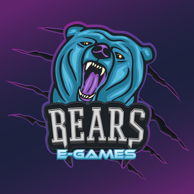 Bears Logo Team Электронный спортивный аватар. Icon Wild Forest Animal Logotype Gamer Style.