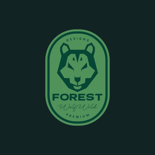 Beast animal forest nocturnal carnivore head wolf howl badge vintage logo design vector icon