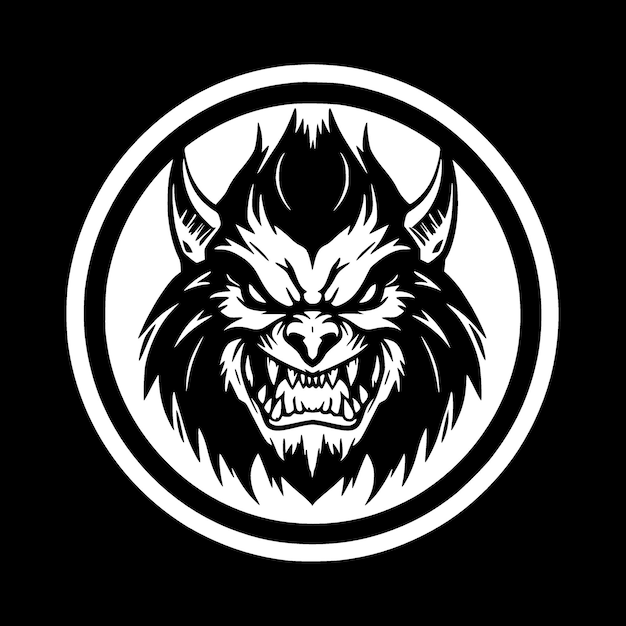 Beast black and white vector illustration