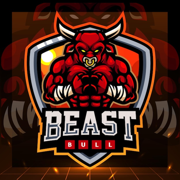 Bestia toro mascotte esport logo design