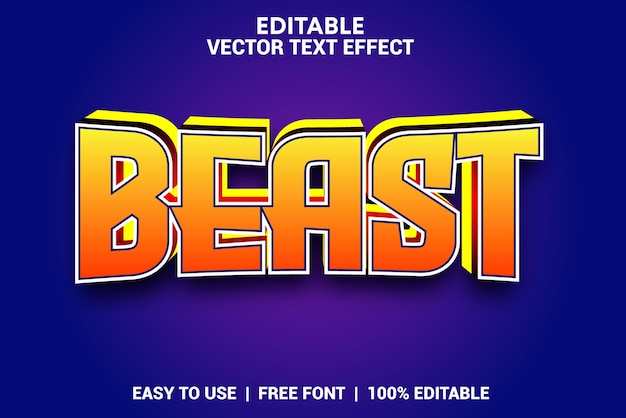 Beast editable 3d text effect with background