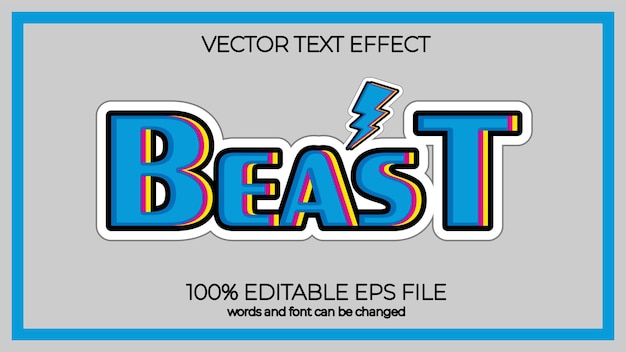 Vettore effetto di testo modificabile in stile bestia effetto di testo modificabile in eps